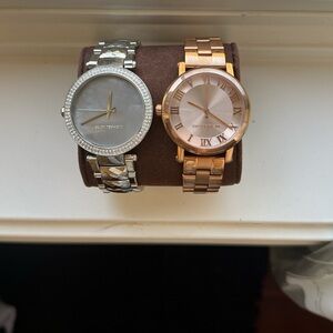 Michael Kors Silver and Rose Gold Women's Watch Set